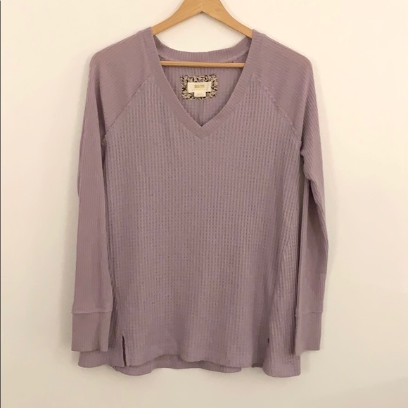 Anthro Maeve Pearson Purple Waffle Knit Tee Sweater - Picture 8 of 16